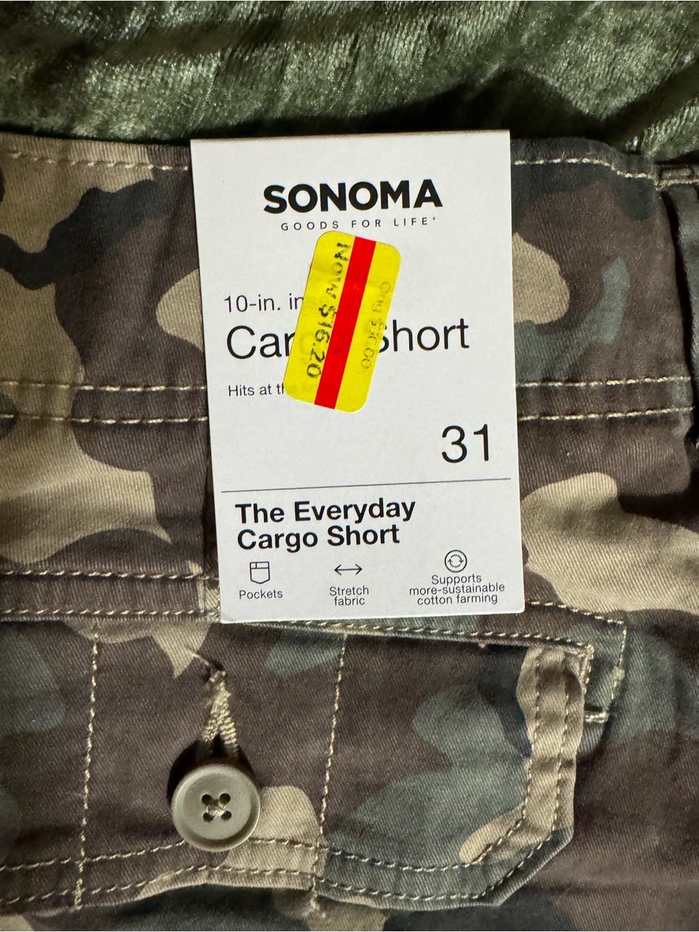 SONOMA Camo Green Men's Everyday Cargo Shorts